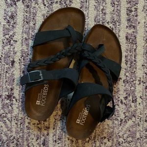 White mountain sandals black, braided strap size 10